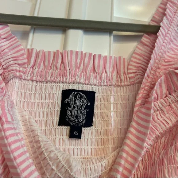 Elizabeth Wilson Designs Striped Square Neck Maxi Dress Pink White Size XS - Picture 7 of 7